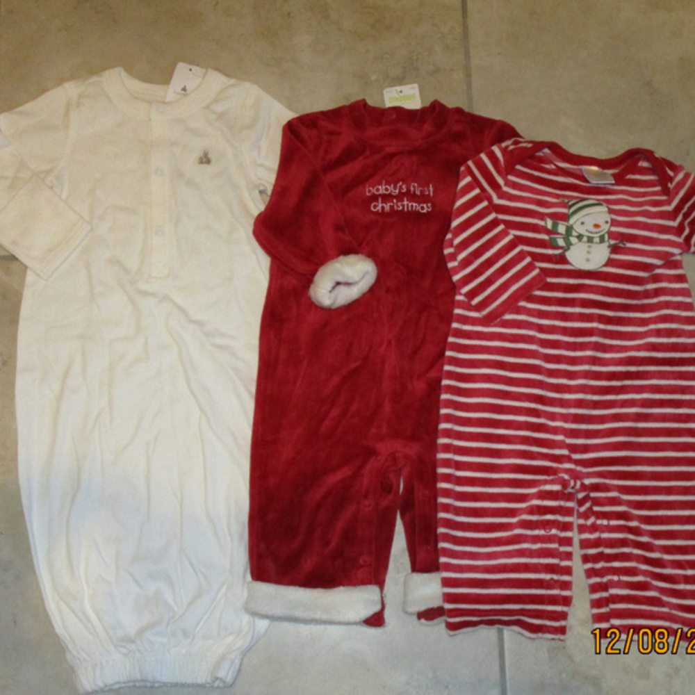 NWT Gymboree Gap x3 1st Christmas Sleepers 3-6M